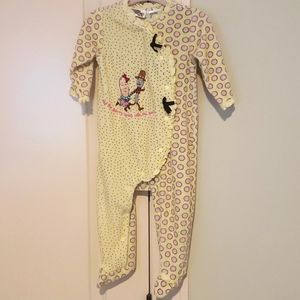 RARE vintage Mary Engelbreit 6 /9m romper sleeper footed dish ran with s…
